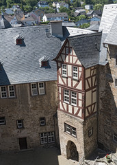 Building in the courtyard of the castle of Runkel, Hesse, Germany