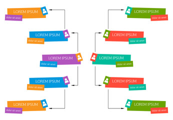 Colorful business structure concept, corporate organization chart scheme with people icons. Vector illustration.
