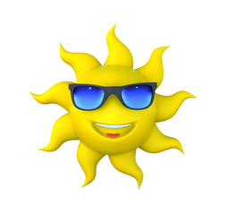 Happy cartoon sun in sunglasses