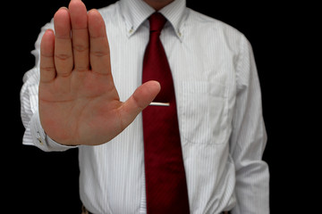 say no stop sign bussiness person