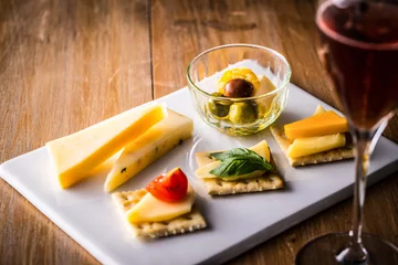 Crédence de cuisine en verre imprimé Gamme de produits ワインとチーズ