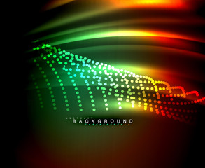 Neon glowing techno lines, hi-tech futuristic abstract background template with square shapes