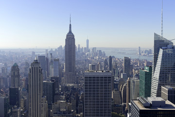 Fototapeta na wymiar Ausblick auf Downtown Manhattan und Empire State Building vom Rockefeller Center, Manhattan, New York City, New York