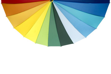 Rainbow umbrella isolated. White background