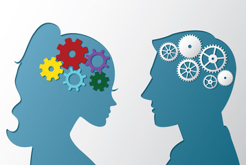 Boy's and girl's mind concept