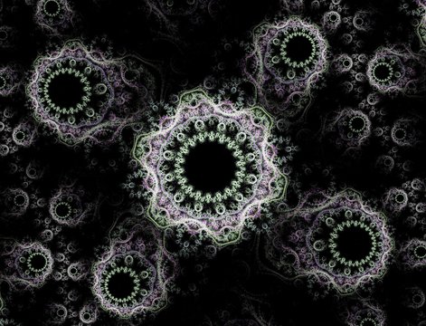 Bright fractal abstraction. Pattern of flowers and circles