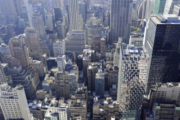 Ausblick auf Downtown Manhattan und Empire State Building vom Rockefeller Center, Manhattan, New York City, New York