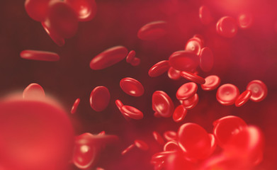 Blood cells. Blood flow of erythrocytes 3d illustration
