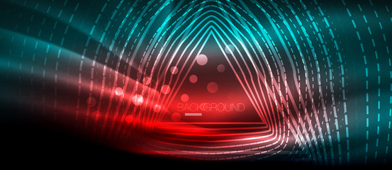 Neon glowing wave, magic energy and light motion background. Wallpaper template, hi-tech future concept