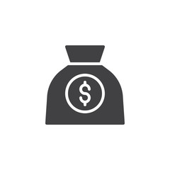 Money bag vector icon. filled flat sign for mobile concept and web design. Dollar sack simple solid icon. Symbol, logo illustration. Pixel perfect vector graphics