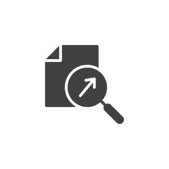 Search document vector icon. filled flat sign for mobile concept and web design. Document with magnifier simple solid icon. Symbol, logo illustration. Pixel perfect vector graphics