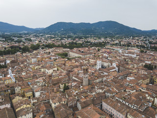 Fototapeta na wymiar Lucca city. Aerial view. Italy. View from above