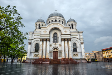 Fototapeta na wymiar Kaunas, Lithuania - August 22, 2017: Kaunas Cathedral of the Annunciation, Kaunas, Lithuania. 