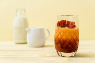 Thai tea ice cube with milk