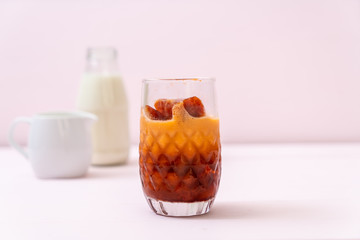 Thai tea ice cube with milk