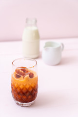 Thai tea ice cube with milk