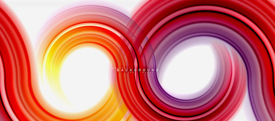 Rainbow fluid color line abstract background - swirl and circles, twisted liquid colours design, colorful marble or plastic wavy texture backdrop, multicolored template for business or technology