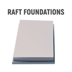 3D image raft foundation. Concrete construction. Vector illustration