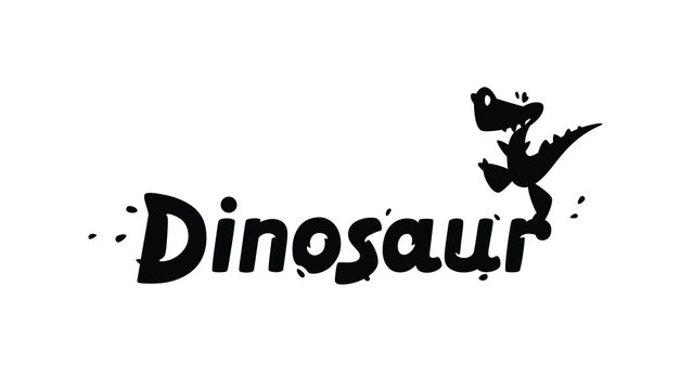 Logo of a cartoon dinosaur. Vector illustration. Children's image of the Dragon. Image is isolated on white background. Symbol, emblem for children's shop. Mascot company. Icon of the reptile.