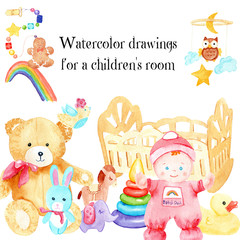 watercolor drawings for a children's room frame