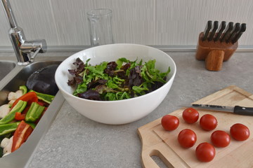 Preparing salad