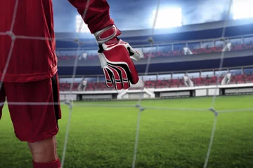 Foto op Plexiglas Soccer goalkeeper gloves © fotokitas