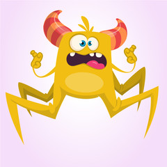 Scary cartoon spider monster. Vector illustration