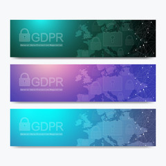 Fototapeta na wymiar Banners GDPR - General Data Protection Regulation. Protection of personal data. Vector illustration.