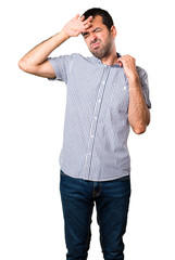 Fototapeta premium Handsome man with fever on isolated white background