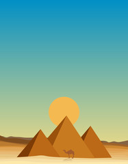 Fototapeta na wymiar egypt desert with pyramid at sunset
