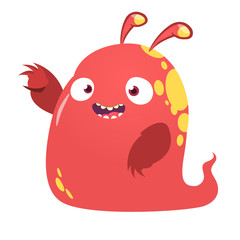 Cool cartoon red monster. Vector illustration. 