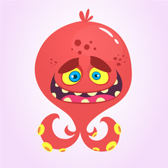 Funny cartoon alien octopus. Vector illustration
