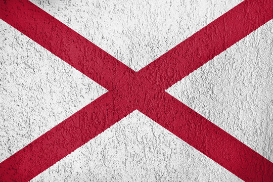 Texture of Alabama flag  on the wall of  relief plaster.
