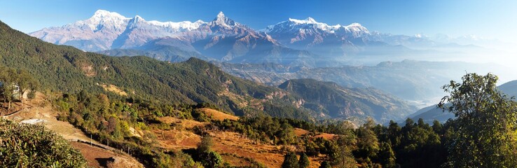 Panorama of mount Annapurna range, Nepal Himalayas