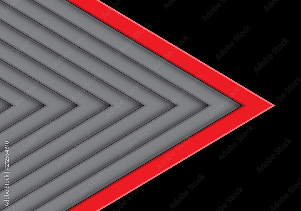Aufkleber abstract red on gray arrow pattern direction with black design modern futuristic background vector i