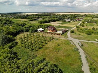Obraz premium aerial photography of village in middle strip of Russia