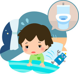 トイレに行きたくて夜中に目覚める男の子