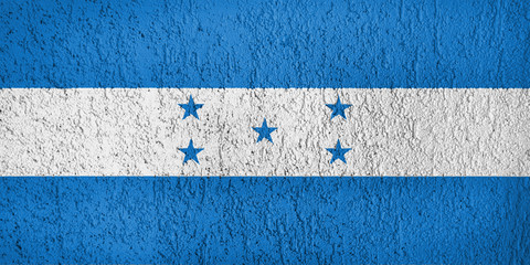 The texture of    Honduras   flag on the wall of the plaster.