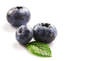 Blueberries on white background