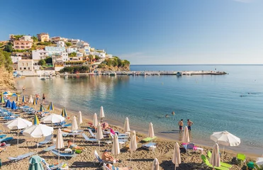Fotobehang BALI, CRETE, GREECE, Beach, sea, pier and villas on the beach © Alexander