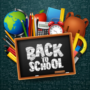 Back to school background with stationery and school supplies