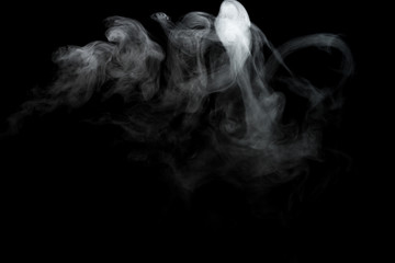 White smoke isolated on black background.