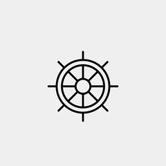 Ship steering wheel line icon