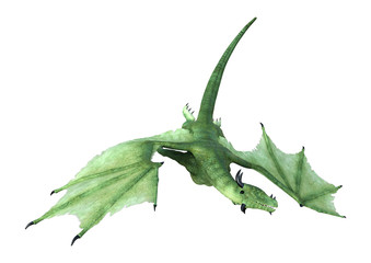 3D Rendering Fantasy Dragon on White