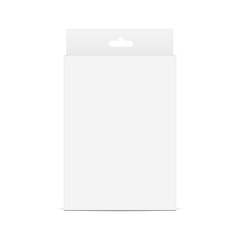 Rectangular box mock up with hanger - front view. Vector illustration