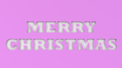 White Merry Christmas words cut in purple paper