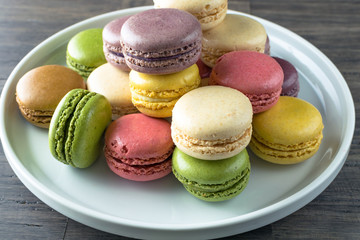 Colorful bright macaron or macaroons  full frame 