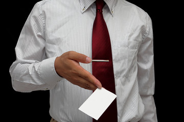 bussiness person has (hold, show, receive) bussiness card