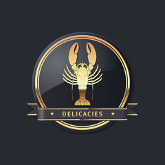 golden noble glossy delicacies or seafood vector lobster logo