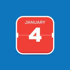 Fototapeta premium January 4 Calendar Flat Icon